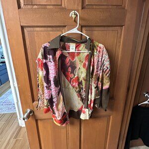 Galliano Women's Sheer Floral + butterfly abstract patchwork blouse Size (34) XS